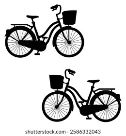 Bicycle Silhouette, Bicycle illustration, Bicycle icon Silhouette, Bicycle Silhouette illustration