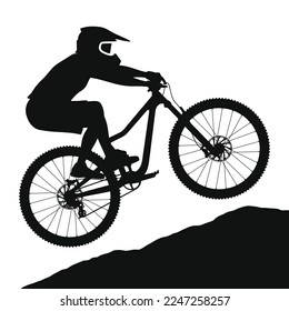 Bicycle silhouette illustrator of mountain bike rider vector downhill clipart.