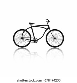 Bicycle silhouette isolated on white background. Black bicycle icon. Vector