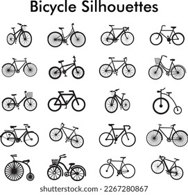 bicycle silhouette set. Different Style Bicycles. bicycle icon set