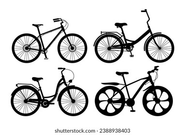 Bicycle silhouette stencil templates clipart bundle