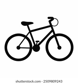 A "Bicycle silhouette vector illustration" is a graphic representation of a bicycle in solid, single-color form, usually black, with all details simplified to a basic outline.