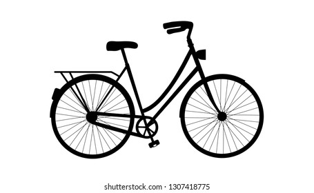 Bicycle Silhouette - Vector Illustration - Isolated On White Background