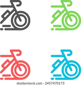 Bicycle silhouettes in different styles. Vector illustration.