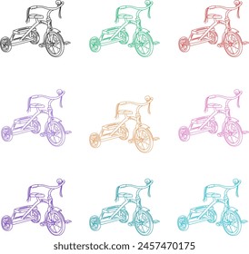 Bicycle silhouettes in different styles. Vector illustration.