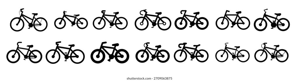 Conjunto de Vector de siluetas de bicicleta - Colección de iconos de ciclismo