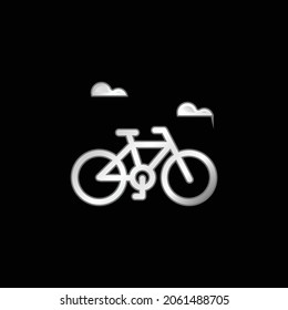 Bicycle silver plated metallic icon