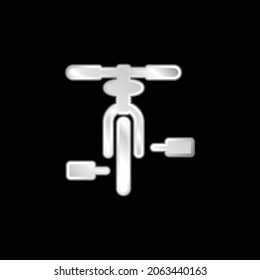 Icono metálico plateado de bicicleta