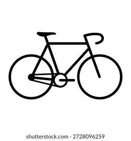 Bicycle is a simple black graphic icon representing transportation, fitness and recreational activity.