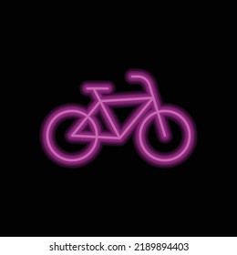 Bicycle simple icon vector. Flat design. Purple neon on black background.ai