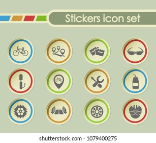 bicycle simple vector icons on round stickers