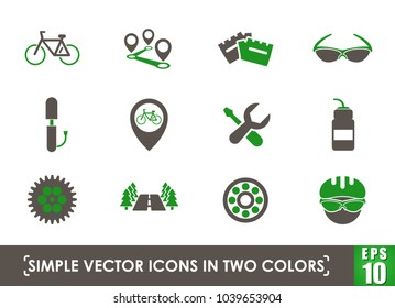 bicycle simple vector icons in two colors