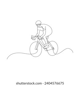 bicycle Single continuous line drawing . Trendy one line draw design vector illustration