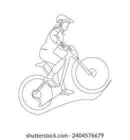 bicycle Single continuous line drawing . Trendy one line draw design vector illustration