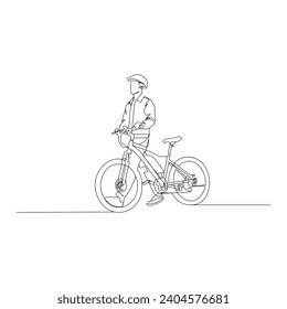 bicicleta Dibujo de una línea continua. Ilustración del vector de diseño de trazas de una línea