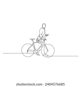bicycle Single continuous line drawing . Trendy one line draw design vector illustration
