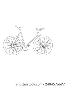 bicycle Single continuous line drawing . Trendy one line draw design vector illustration