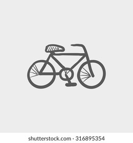 Icono de sketch de bicicletas para web, móviles e infografías. Icono de gris oscuro vector dibujado a mano aislado en fondo gris claro.