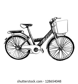 bicycle - sketch illustration hand drawn.