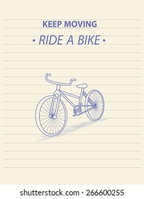 bicycle, sketch in a notebook vector illustration