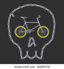 Bicycle  skull illustration, typography, t-shirt graphics, vectors