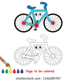 Bicycle smiley to be colored, the coloring book for preschool kids with easy educational gaming level.