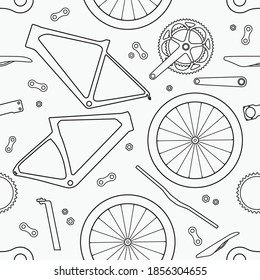 Piezas de repuesto para bicicletas ilustración vectorial sin fisuras