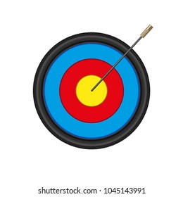 Bicycle Spoke Arrow in an Archery Target. Success in Cycling Concept. Vector Illustration.