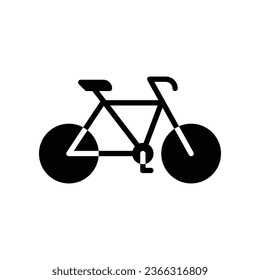 Bicycle, sport bike icon. Mountain Biking, pedal race exercise. Cyclist, sport logo template for many purpose. Glyph pictogram, solid style. Vector illustration. Design on white background. EPS 10
