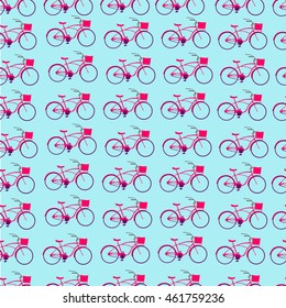 Bicycle sport seamless pattern on blue background