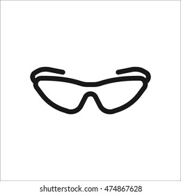 Bicycle sport sunglasses symbol sign line icon on background