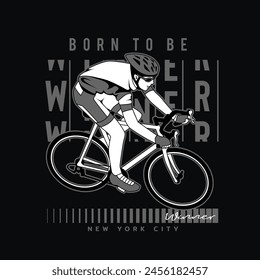 bicycle sport with typography background, vector illustration