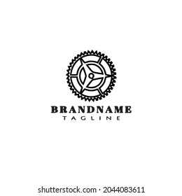 bicycle sprocket cartoon logo icon design black modern isolated vector illustration