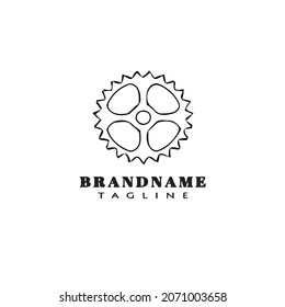 Bicycle Sprocket Cartoon Logo Icon Design Template Black Modern Isolated Vector