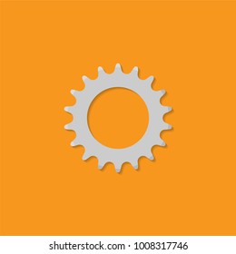 Bicycle sprocket. Icon in flat design style