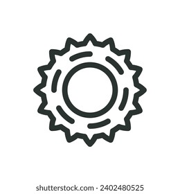 Bicycle sprocket isolated icon, cycling cassette vector icon with editable stroke