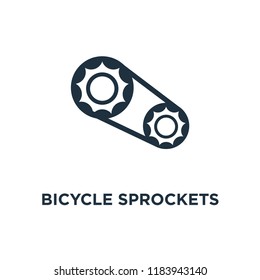 Bicycle sprockets icon. Black filled vector illustration. Bicycle sprockets symbol on white background. Can be used in web and mobile.