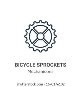 Bicycle sprockets outline vector icon. Thin line black bicycle sprockets icon, flat vector simple element illustration from editable mechanicons concept isolated stroke on white background