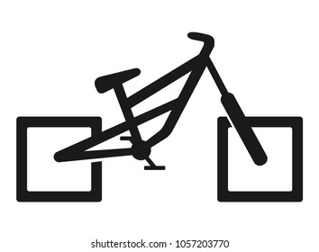 Bicycle with square wheels. Icon.

