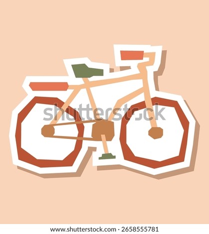 Bicycle Sticker with Flat Soft Color Palette in Cutout Style