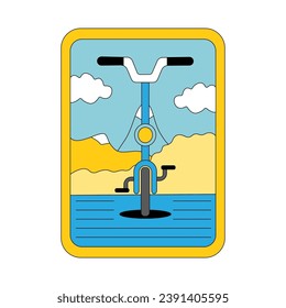 Bicycle sticker on a white background. Minimalistic image in cartoon style.