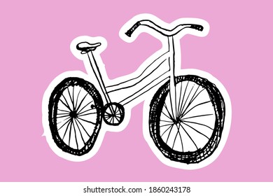 Bicycle sticker for your design. Hand drawn illustration