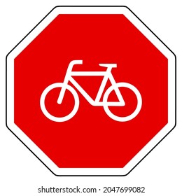 Bicicleta y alto de señalización en blanco