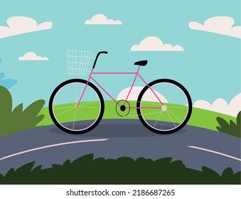 bicycle in street, vector style