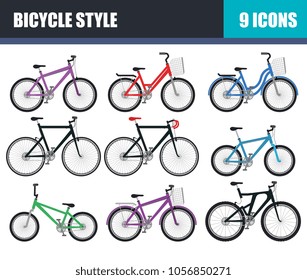 bicycle style set icons