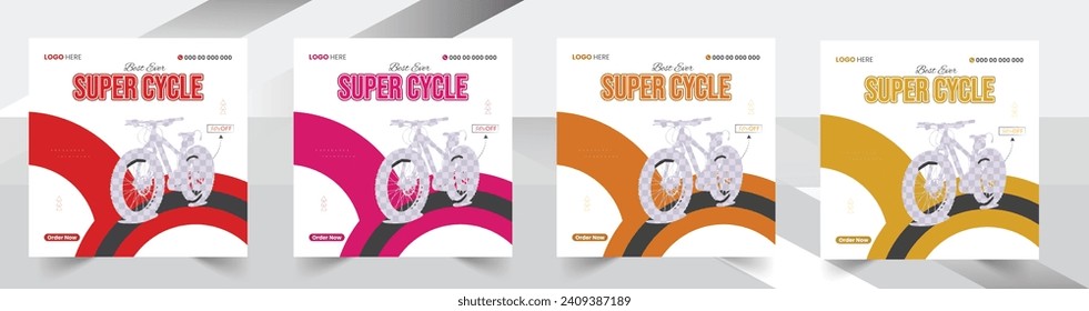 bicycle super sale Social Media Post And Web Banner Design Template bundle