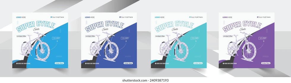 bicycle super sale Social Media Post And Web Banner Design Template bundle