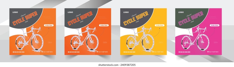 bicycle super sale Social Media Post And Web Banner Design Template bundle