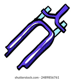 Bicycle suspension fork halftone icon hand drawn color vector illustration