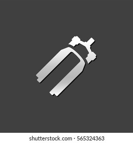Bicycle suspension fork icon in metallic grey color style. Transportation sport cycling spare parts